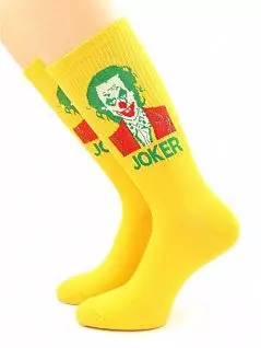 Яркие носки с надписью "JOKER" желтого цвета Hobby Line RTнус80158-16-63